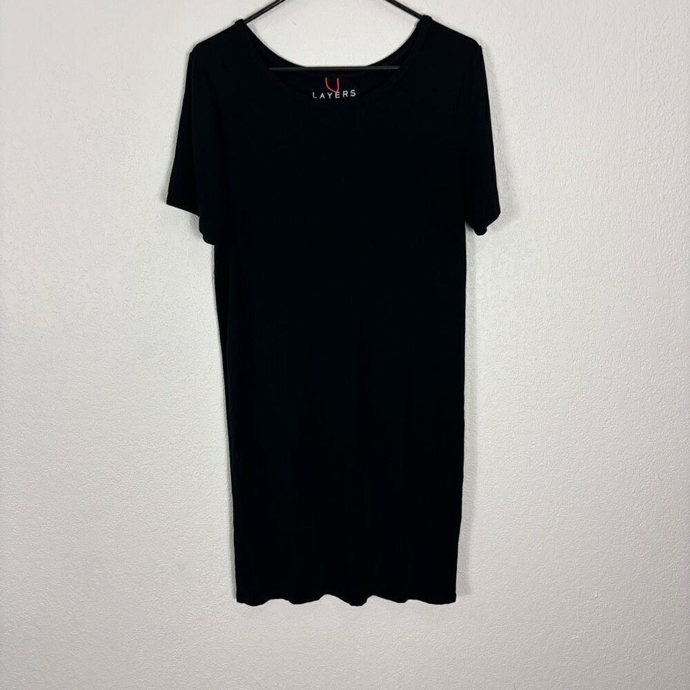 Hatch Layers The Tshirt Dress Layer Black Short Sleeve Shirt Dress Medium